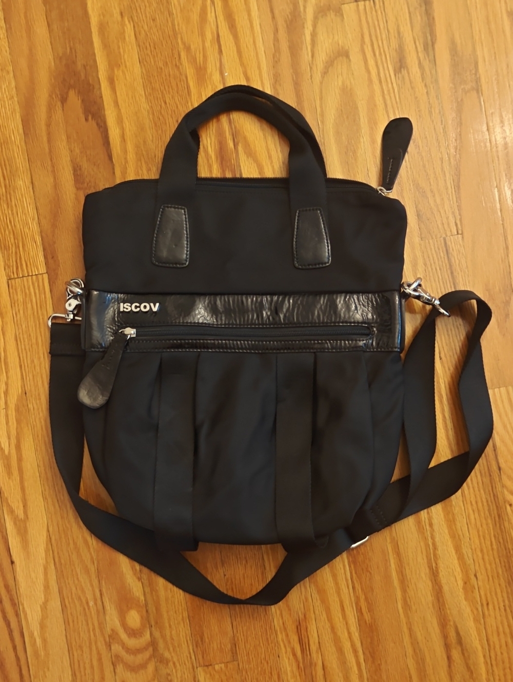 ISCOV Black Convertible Crossbody Tote
